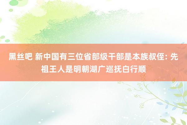 黑丝吧 新中国有三位省部级干部是本族叔侄: 先祖王人是明朝湖广巡抚白行顺
