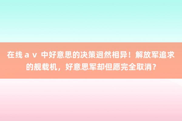 在线ａｖ 中好意思的决策迥然相异！解放军追求的舰载机，好意思军却但愿完全取消？