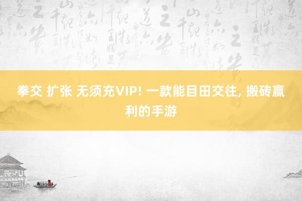 拳交 扩张 无须充VIP! 一款能目田交往， 搬砖赢利的手游