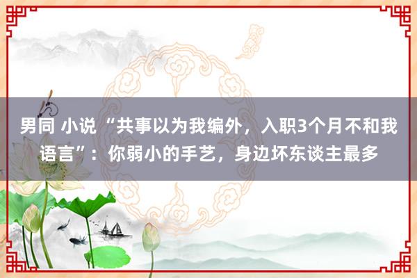 男同 小说 “共事以为我编外，入职3个月不和我语言”：你弱小的手艺，身边坏东谈主最多