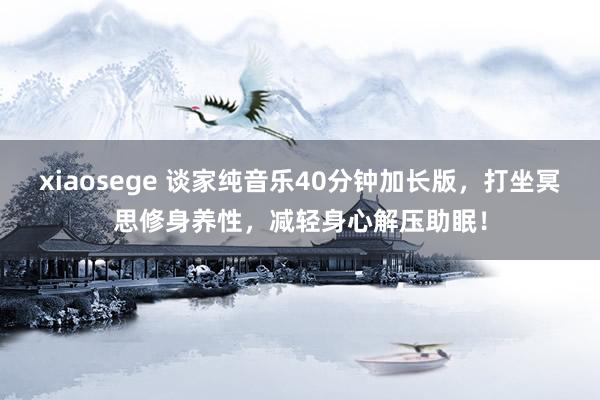 xiaosege 谈家纯音乐40分钟加长版，打坐冥思修身养性，减轻身心解压助眠！