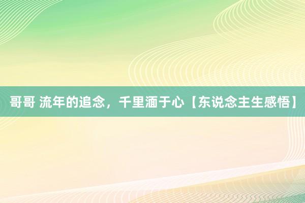 哥哥 流年的追念，千里湎于心【东说念主生感悟】
