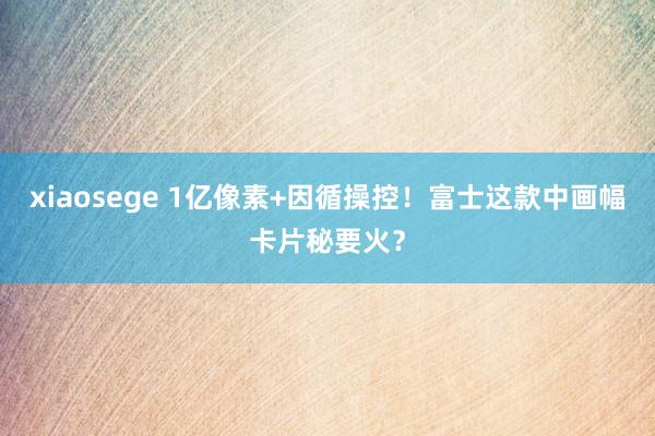 xiaosege 1亿像素+因循操控！富士这款中画幅卡片秘要火？